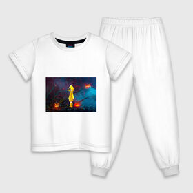 Детская пижама хлопок с принтом Little Nightmares 2 в Курске, 100% хлопок |  брюки и футболка прямого кроя, без карманов, на брюках мягкая резинка на поясе и по низу штанин
 | little nightmares | страшилка | страшная игра | ужас | хоррор