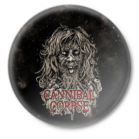 Значок с принтом Cannibal Corpse в Курске,  металл | круглая форма, металлическая застежка в виде булавки | canibal corpse | cannibal corpse | death metal | группы | дэт метал | канибал корпс | метал | рок