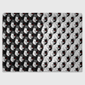 Плед 3D с принтом MONOKUMA  МОНОКУМА PATTERN в Курске, 100% полиэстер | закругленные углы, все края обработаны. Ткань не мнется и не растягивается | anime | danganronpa | enoshima | junko | monokuma | аниме | джунко | игра | манга | медведь | монокума | робот медведь | эношима