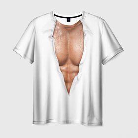 Мужская футболка 3D с принтом Идеальный Торс в Курске, 100% полиэфир | прямой крой, круглый вырез горловины, длина до линии бедер | Тематика изображения на принте: мускулы | мышцы | прес | рельеф | спорт | тело | торс