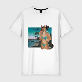 Мужская футболка хлопок Slim с принтом Пляжный сезон в Курске, 92% хлопок, 8% лайкра | приталенный силуэт, круглый вырез ворота, длина до линии бедра, короткий рукав | гиена | калифорния | лето | отдых | фурри. аниме