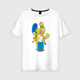 Женская футболка хлопок Oversize с принтом Sipmpsons в Курске, 100% хлопок | свободный крой, круглый ворот, спущенный рукав, длина до линии бедер
 | simpsons | гомер | мультик | сериал | симпсоны | фильм