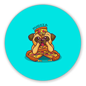 Коврик для мышки круглый с принтом Мопс с пиццей в Курске, резина и полиэстер | круглая форма, изображение наносится на всю лицевую часть | pizza | мопс с пиццей | пицца | пицца с колбасой | собака с пиццей