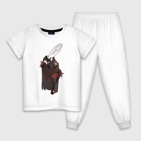 Детская пижама хлопок с принтом Хорнет и Гримм в Курске, 100% хлопок |  брюки и футболка прямого кроя, без карманов, на брюках мягкая резинка на поясе и по низу штанин
 | hollow knight | арт | гримм | рисунок | хорнет