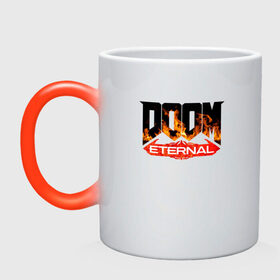Кружка хамелеон с принтом DOOM Eternal (логотип) в Курске, керамика | меняет цвет при нагревании, емкость 330 мл | doom | doom eternal | дум | игра | логотип | шутер