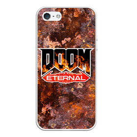 Чехол для iPhone 5/5S матовый с принтом DOOM Eternal (логотип) в Курске, Силикон | Область печати: задняя сторона чехла, без боковых панелей | doom | doom eternal | дум | игра | логотип | шутер