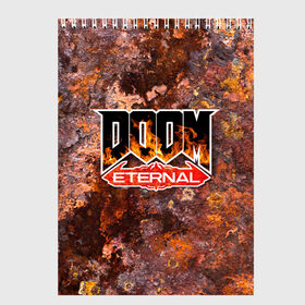 Скетчбук с принтом DOOM Eternal (логотип) в Курске, 100% бумага
 | 48 листов, плотность листов — 100 г/м2, плотность картонной обложки — 250 г/м2. Листы скреплены сверху удобной пружинной спиралью | doom | doom eternal | дум | игра | логотип | шутер