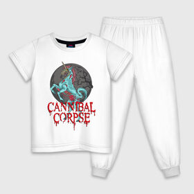 Детская пижама хлопок с принтом Cannibal Corpse | Труп Каннибала (Z) в Курске, 100% хлопок |  брюки и футболка прямого кроя, без карманов, на брюках мягкая резинка на поясе и по низу штанин
 | Тематика изображения на принте: cannibal | cannibal corpse | corpse | death metal | deathgrind | алекс уэбстер | брутальный дэт метал | дэт метал | дэтграйнд | пол мазуркевич | роб барретт | труп каннибала
