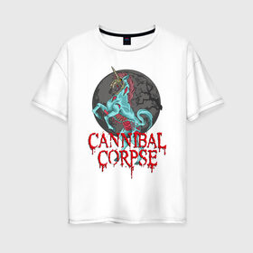 Женская футболка хлопок Oversize с принтом Cannibal Corpse | Труп Каннибала (Z) в Курске, 100% хлопок | свободный крой, круглый ворот, спущенный рукав, длина до линии бедер
 | cannibal | cannibal corpse | corpse | death metal | deathgrind | алекс уэбстер | брутальный дэт метал | дэт метал | дэтграйнд | пол мазуркевич | роб барретт | труп каннибала