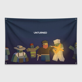 Флаг-баннер с принтом Unturned в Курске, 100% полиэстер | размер 67 х 109 см, плотность ткани — 95 г/м2; по краям флага есть четыре люверса для крепления | survival | unturned | zombie | антюрнд | антюрнед | выживание | игра про зомби | стим