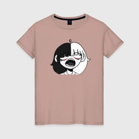 Женская футболка хлопок с принтом Кричащая аниме девушка в Курске, 100% хлопок | прямой крой, круглый вырез горловины, длина до линии бедер, слегка спущенное плечо | аниме | девушка | крик | манга. | тян | ужас