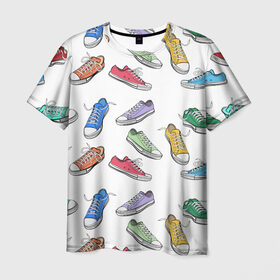 Мужская футболка 3D с принтом Кеды / Sneakers в Курске, 100% полиэфир | прямой крой, круглый вырез горловины, длина до линии бедер | half sneakers | shoes | sneakers | кеды | крассы | кроссовки | обувь | полукеды | спорт