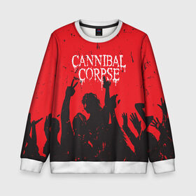 Детский свитшот 3D с принтом Cannibal Corpse | Труп Каннибала (Z) в Курске, 100% полиэстер | свободная посадка, прямой крой, мягкая тканевая резинка на рукавах и понизу свитшота | Тематика изображения на принте: cannibal | cannibal corpse | corpse | death metal | deathgrind | алекс уэбстер | брутальный дэт метал | дэт метал | дэтграйнд | пол мазуркевич | роб барретт | труп каннибала