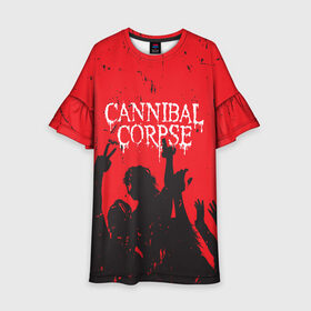 Детское платье 3D с принтом Cannibal Corpse | Труп Каннибала (Z) в Курске, 100% полиэстер | прямой силуэт, чуть расширенный к низу. Круглая горловина, на рукавах — воланы | Тематика изображения на принте: cannibal | cannibal corpse | corpse | death metal | deathgrind | алекс уэбстер | брутальный дэт метал | дэт метал | дэтграйнд | пол мазуркевич | роб барретт | труп каннибала