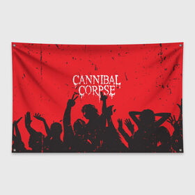 Флаг-баннер с принтом Cannibal Corpse | Труп Каннибала (Z) в Курске, 100% полиэстер | размер 67 х 109 см, плотность ткани — 95 г/м2; по краям флага есть четыре люверса для крепления | cannibal | cannibal corpse | corpse | death metal | deathgrind | алекс уэбстер | брутальный дэт метал | дэт метал | дэтграйнд | пол мазуркевич | роб барретт | труп каннибала