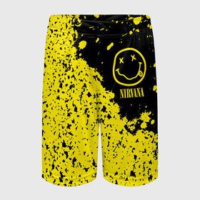 Детские спортивные шорты 3D с принтом NIRVANA / НИРВАНА в Курске,  100% полиэстер
 | пояс оформлен широкой мягкой резинкой, ткань тянется
 | cobain | kurt | lithium | logo | music | nirvana | nirwana | rock | smile | кобейн | курт | лого | логотип | музыка | нирвана | рок | смайл | смайлик | улыбка