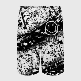 Детские спортивные шорты 3D с принтом NIRVANA / НИРВАНА в Курске,  100% полиэстер
 | пояс оформлен широкой мягкой резинкой, ткань тянется
 | cobain | kurt | lithium | logo | music | nirvana | nirwana | rock | smile | кобейн | курт | лого | логотип | музыка | нирвана | рок | смайл | смайлик | улыбка