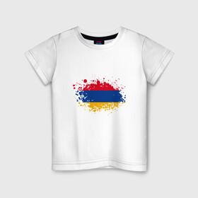 Детская футболка хлопок с принтом Флаг Армении в Курске, 100% хлопок | круглый вырез горловины, полуприлегающий силуэт, длина до линии бедер | armenia | ussr | армения | армяне | горы | ереван | кавказ | мир | народ | ссср | турист | флаг