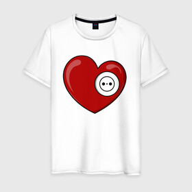 Мужская футболка хлопок с принтом Сердце в Курске, 100% хлопок | прямой крой, круглый вырез горловины, длина до линии бедер, слегка спущенное плечо. | красное | любовь | парные | розетка | сердечки