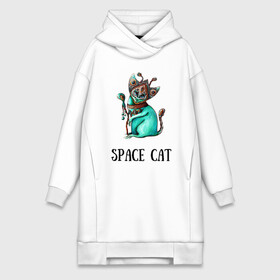 Платье-худи хлопок с принтом Space cat в Курске,  |  | cat | space | инопланетянин | киска | космос | кошка