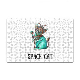 Пазл магнитный 126 элементов с принтом Space cat в Курске, полимерный материал с магнитным слоем | 126 деталей, размер изделия —  180*270 мм | cat | space | инопланетянин | киска | космос | кошка