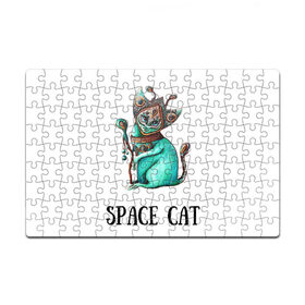 Пазл магнитный 126 элементов с принтом Space cat в Курске, полимерный материал с магнитным слоем | 126 деталей, размер изделия —  180*270 мм | Тематика изображения на принте: cat | space | инопланетянин | киска | космос | кошка