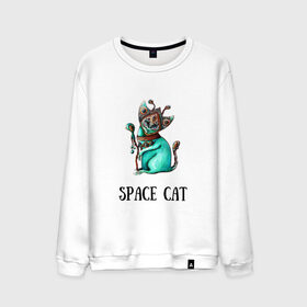 Мужской свитшот хлопок с принтом Space cat в Курске, 100% хлопок |  | cat | space | инопланетянин | киска | космос | кошка