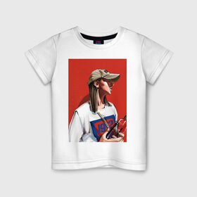 Детская футболка хлопок с принтом Девушка в бейсболке в Курске, 100% хлопок | круглый вырез горловины, полуприлегающий силуэт, длина до линии бедер | fashion | street art | авторская | иллюстрация | мода