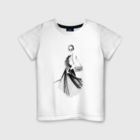 Детская футболка хлопок с принтом Девушка в очках и с сумочкой в Курске, 100% хлопок | круглый вырез горловины, полуприлегающий силуэт, длина до линии бедер | fashion | street art | авторская | иллюстрация | мода