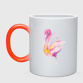 Кружка хамелеон с принтом Фламинго рисунок акварелью в Курске, керамика | меняет цвет при нагревании, емкость 330 мл | africa | afrika | aquarel | bird | fashion | flamingo | paint | painted | pink flamingo | summer | watercolor | watercolour | акварельный рисунок | африка | красками | краски | лето | мода | нарисованный фламинго | птица | розовый фламинго | 