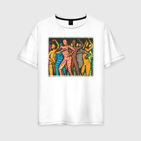 Женская футболка хлопок Oversize с принтом Люди в танце Дискотека в Курске, 100% хлопок | свободный крой, круглый ворот, спущенный рукав, длина до линии бедер
 | движения | дискотека | линии | люди | музыка | отрыв | песни | скопление | танец | тела
