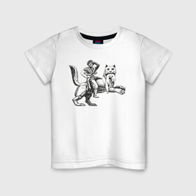 Детская футболка хлопок с принтом Верхом на Бабре в Курске, 100% хлопок | круглый вырез горловины, полуприлегающий силуэт, длина до линии бедер | Тематика изображения на принте: бабр | байкал | сибирь
