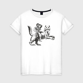 Женская футболка хлопок с принтом Верхом на Бабре в Курске, 100% хлопок | прямой крой, круглый вырез горловины, длина до линии бедер, слегка спущенное плечо | бабр | байкал | сибирь