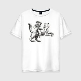 Женская футболка хлопок Oversize с принтом Верхом на Бабре в Курске, 100% хлопок | свободный крой, круглый ворот, спущенный рукав, длина до линии бедер
 | бабр | байкал | сибирь