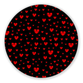 Коврик для мышки круглый с принтом Красные сердца в Курске, резина и полиэстер | круглая форма, изображение наносится на всю лицевую часть | heart | love | red | red hearts. | градиент | день святого валентина | красные сердечки | красный | любовь | много сердечек | перламутр | сердце