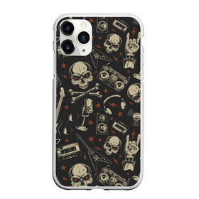 Чехол для iPhone 11 Pro матовый с принтом Рок-музыка в Курске, Силикон |  | guitar | microph | music | punk | rock | skeleton | skull | speakers | tape recorder | vinyl record | аудиокассета | басс гитара | виниловая пластинка | гитара | колонки | магнитофон | микрофон | музыка | наушники | панк | р