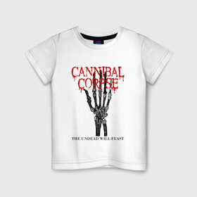 Детская футболка хлопок с принтом Cannibal Corpse | Труп Каннибала (Z) в Курске, 100% хлопок | круглый вырез горловины, полуприлегающий силуэт, длина до линии бедер | Тематика изображения на принте: cannibal | cannibal corpse | corpse | death metal | deathgrind | алекс уэбстер | брутальный дэт метал | дэт метал | дэтграйнд | пол мазуркевич | роб барретт | рука | скелет | труп каннибала