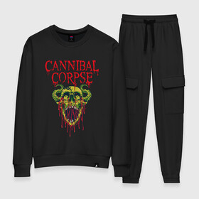 Женский костюм хлопок с принтом Cannibal Corpse Труп Каннибала (Z) в Курске, 100% хлопок | на свитшоте круглая горловина, мягкая резинка по низу. Брюки заужены к низу, на них два вида карманов: два 