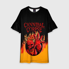 Детское платье 3D с принтом Cannibal Corpse | Труп Каннибала (Z) в Курске, 100% полиэстер | прямой силуэт, чуть расширенный к низу. Круглая горловина, на рукавах — воланы | cannibal | cannibal corpse | corpse | death metal | deathgrind | алекс уэбстер | брутальный дэт метал | дэт метал | дэтграйнд | пол мазуркевич | роб барретт | труп каннибала
