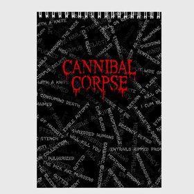 Скетчбук с принтом Cannibal Corpse | Songs (Z) в Курске, 100% бумага
 | 48 листов, плотность листов — 100 г/м2, плотность картонной обложки — 250 г/м2. Листы скреплены сверху удобной пружинной спиралью | cannibal | cannibal corpse | corpse | death metal | deathgrind | алекс уэбстер | брутальный дэт метал | дэт метал | дэтграйнд | пол мазуркевич | роб барретт | труп каннибала