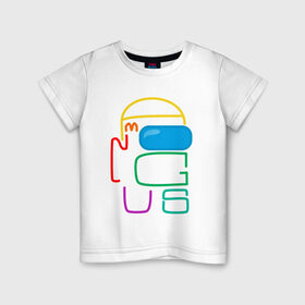Детская футболка хлопок с принтом AMONG US COLOR TYPE | в Курске, 100% хлопок | круглый вырез горловины, полуприлегающий силуэт, длина до линии бедер | among us | амонг ас | игроман | игры | прикол