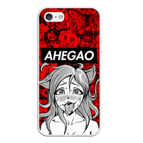 Чехол для iPhone 5/5S матовый с принтом Ahegao red в Курске, Силикон | Область печати: задняя сторона чехла, без боковых панелей | ahegao | anime | kawaii | manga | nani | notice me. | senpai | waifu | аниме | ахегао | вайфу | каваий | кавай | манга | нани | семпай | сенпай | японские мультфильмы