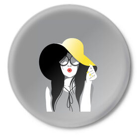 Значок с принтом Fashion в Курске,  металл | круглая форма, металлическая застежка в виде булавки | женщина | красота | мода | шляпа