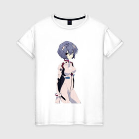 Женская футболка хлопок с принтом Ayanami Rei в Курске, 100% хлопок | прямой крой, круглый вырез горловины, длина до линии бедер, слегка спущенное плечо | anime | evangelion | manga | аниме | аска | девушка | ева 20 | евангелион | манга