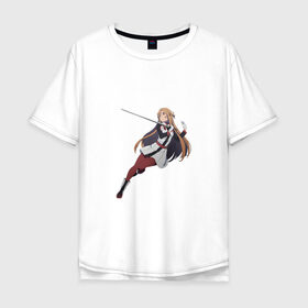 Мужская футболка хлопок Oversize с принтом Асуна в Курске, 100% хлопок | свободный крой, круглый ворот, “спинка” длиннее передней части | asuna | kawaii | sword art online | waifu | асуна | мастера меча онлайн | меч | тян