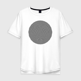 Мужская футболка хлопок Oversize с принтом Иллюзия (Шар) в Курске, 100% хлопок | свободный крой, круглый ворот, “спинка” длиннее передней части | диско | зрение | иллюзии | обман | полосы | узор | шар | шахматы