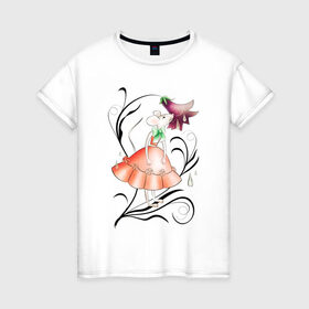Женская футболка хлопок с принтом НЕЖНАЯ МЫШКА в Курске, 100% хлопок | прямой крой, круглый вырез горловины, длина до линии бедер, слегка спущенное плечо | гранж | колокольчик | мышка | мышь | растение | ретро | с мышами | цветок