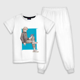Детская пижама хлопок с принтом Современный Альбедо в Курске, 100% хлопок |  брюки и футболка прямого кроя, без карманов, на брюках мягкая резинка на поясе и по низу штанин
 | Тематика изображения на принте: альбедо | арт | блондин | милый парень | рисунок