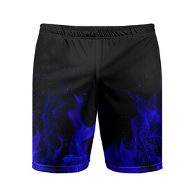 Мужские шорты спортивные с принтом Синий Огонь в Курске,  |  | fire | flame | неон | огонь | пламя