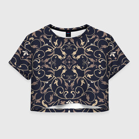Женская футболка Crop-top 3D с принтом цветник1 в Курске, 100% полиэстер | круглая горловина, длина футболки до линии талии, рукава с отворотами | иранские узоры | сад | цветник | цветок | цветочные листья